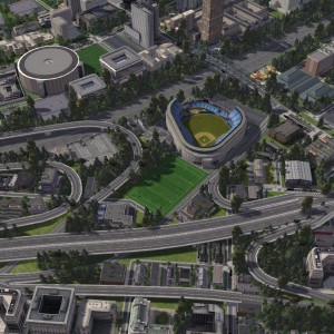 a downtown stadium